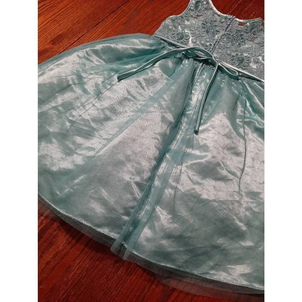6X Rare Editions Blue Embroidered Sequin Rhinestone Formal Holiday Pageant Dress